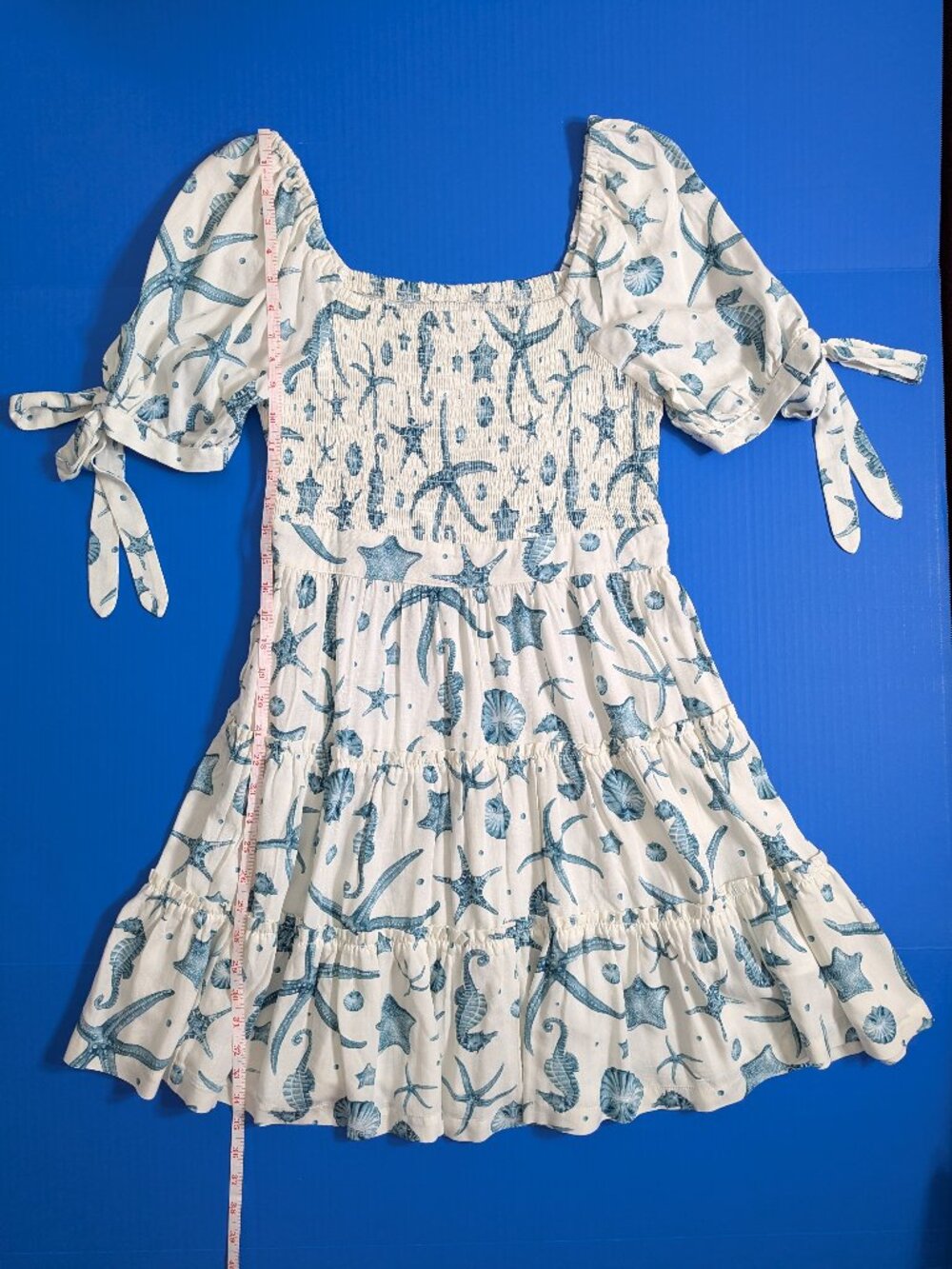 NWOT Agua Bendita x Target Deep Sea Print Puff Sleeve Mini Dress Size S - Picture 9 of 13